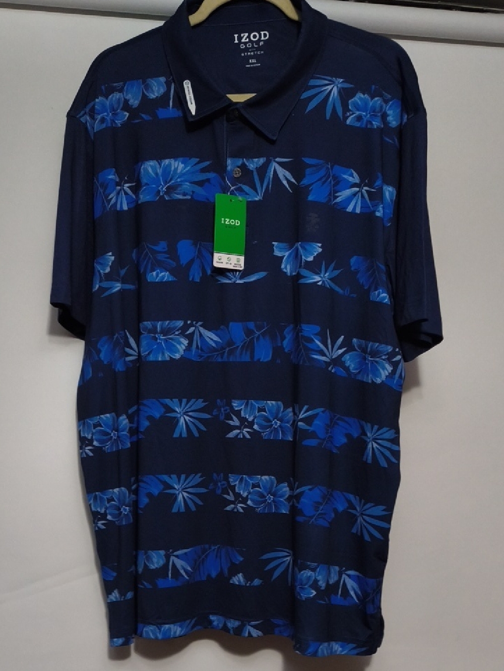 Izod Navy Polo with Blue Floral Stripe